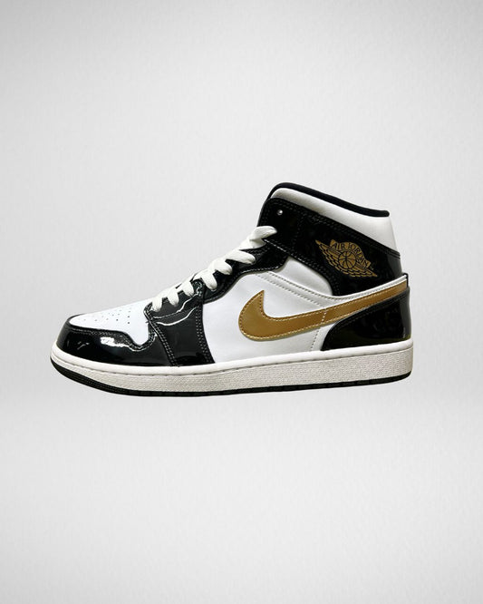 Air Jordan 1 Mid SE Black Gold Patent